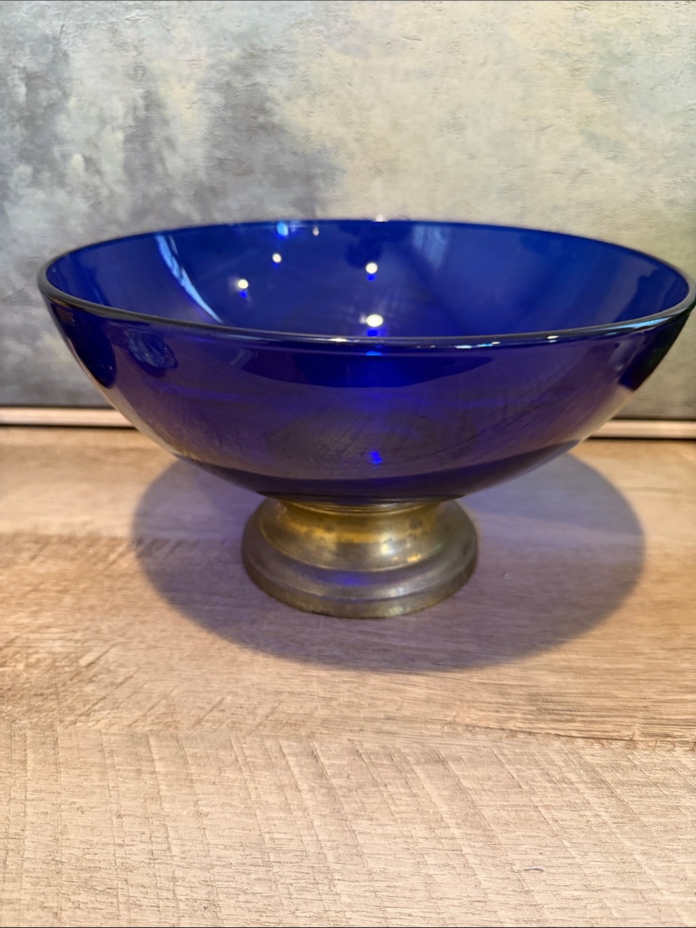 Vintage Cobalt Blue Glass Pedestal Bowl